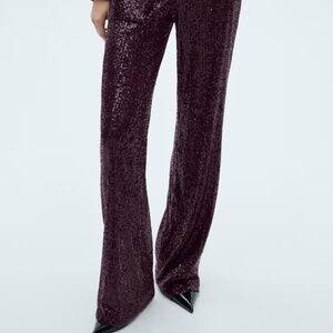 Mango Sequin Purple Pants